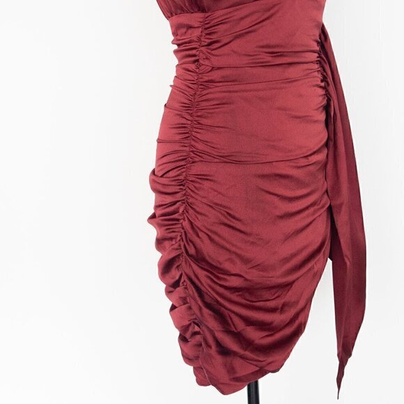 Lavish Alice. Ruby Holiday Satin Wrap Dress. - Picture 9 of 15
